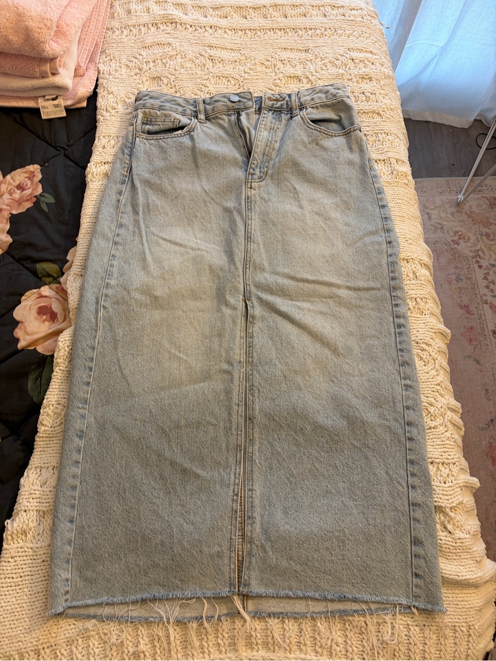 PacSun Light Blue Denim Midi Skirt